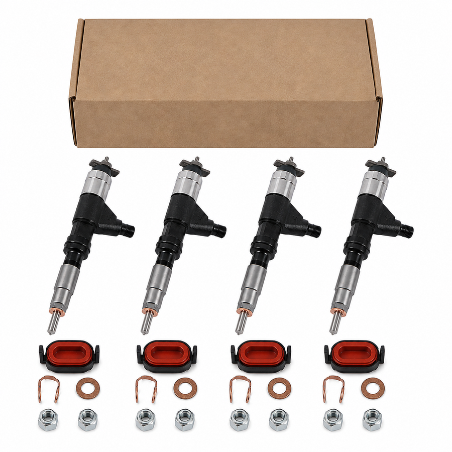 4 Pack Fuel Injectors 095000-6320 095000-6321 RE546783 DZ100211 for John Deere 120D 130G 310J 4045